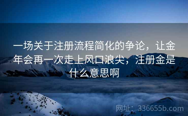 一场关于注册流程简化的争论，让金年会再一次走上风口浪尖，注册金是什么意思啊